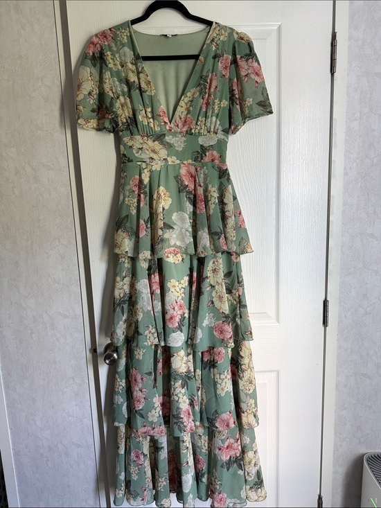 Baltic Born Dresses & Skirts - Baltic Born Sage Green Floral Tiered Maxi Dress